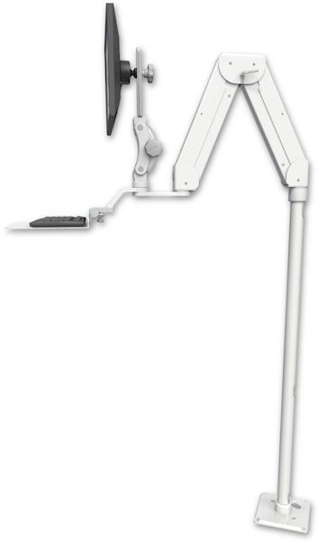AccessMount™ Elite 5216 short Paralink double arm LCD with a 48" floor pedestal and a 12" flat keyboard tray