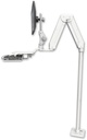 AccessMount™ Elite 5216 short Paralink double arm LCD with a 48" floor pedestal and a work surface tray and slide-out keyboard tray
