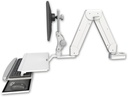 AccessMount™ Elite 5216 short Paralink double arm LCD mount for a 2" pole with a work surface tray and slide-out keyboard tray