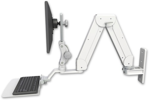 AccessMount™ Elite 5216 short Paralink double arm LCD wall mount with a 12" flat keyboard tray