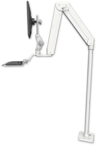 AccessMount™ Elite 5220 Paralink double arm LCD with a 48" floor pedestal and a 12" keyboard tray