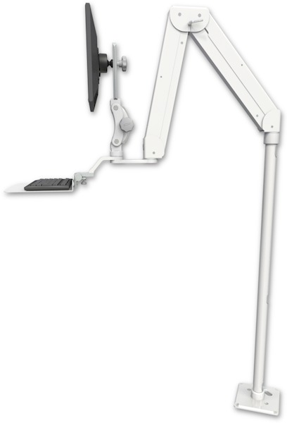 AccessMount™ Elite 5220 Paralink double arm LCD with a 48" floor pedestal and a 12" flat keyboard tray