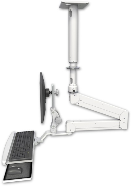 AccessMount™ Elite 6220 double arm LCD drop-ceiling mount with 12" adjustment and a wrist-rest keyboard tray