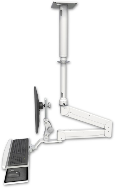 AccessMount™ Elite 6220 double arm LCD drop-ceiling mount with 24" adjustment and a wrist-rest keyboard tray