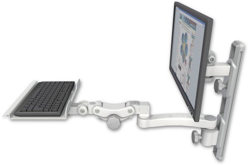 AccessMount™ ErgoVision 65 LCD mount on a 19" wall track with separate arms, a 12" paralink keyboard tray, and an 11" arm