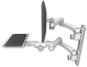 AccessMount™ ErgoVision 65 LCD mount on a 19" wall track with separate arms, a 12" paralink keyboard tray, and two 20" double-arms
