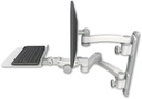 AccessMount™ ErgoVision 65 LCD mount on a 19" wall track with separate arms, a 12" flat paralink keyboard tray, and an 11" arm and 20" double-arm