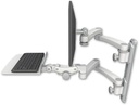 AccessMount™ ErgoVision 65 LCD mount on a 19" wall track with separate arms, a 12" flat paralink keyboard tray, and two 20" double-arms