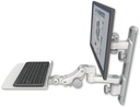 AccessMount™ ErgoVision 65 LCD mount on a 19" wall track with separate arms, a 12" flat paralink keyboard tray, and an 6" arm