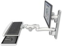 AccessMount™ ErgoVision 65 LCD mount on a 19" wall track with separate arms, a paralink keyboard tray w/ wrist rest bend, and an 11" arm