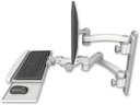 AccessMount™ ErgoVision 65 LCD mount on a 19" wall track with separate arms, a paralink keyboard tray w/ wrist rest bend, and an 11" arm and 20" double-arm