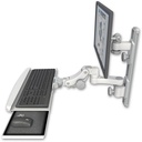 AccessMount™ ErgoVision 65 LCD mount on a 19" wall track with separate arms, a paralink keyboard tray w/ wrist rest bend, and an 6" arm