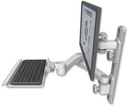AccessMount™ ErgoVision 65 LCD mount on a 19" wall track with separate arms, a 12" keyboard tray, and a 20" double-arm