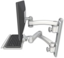 AccessMount™ ErgoVision 65 LCD mount on a 19" wall track with separate arms, a 12" keyboard tray, and an 11" arm and 20" double-arm