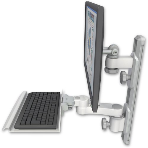AccessMount™ ErgoVision 65 LCD mount on a 19" wall track with separate arms, a 12" keyboard tray, and an 6" arm