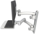 AccessMount™ ErgoVision 65 LCD mount on a 19" wall track with separate arms, a 12" flat keyboard tray, and an 11" arm and 20" double-arm
