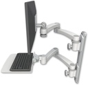 AccessMount™ ErgoVision 65 LCD mount on a 19" wall track with separate arms, a 12" flat keyboard tray, and two 20" double-arms