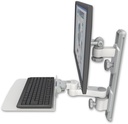 AccessMount™ ErgoVision 65 LCD mount on a 19" wall track with separate arms, a 12" flat keyboard tray, and an 6" arm