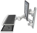 AccessMount™ ErgoVision 65 LCD mount on a 19" wall track with separate arms, a wrist-rest keyboard tray, and a 20" double-arm