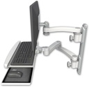 AccessMount™ ErgoVision 65 LCD mount on a 19" wall track with separate arms, a wrist-rest keyboard tray, and an 11" arm and 20" double-arm