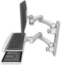 AccessMount™ ErgoVision 65 LCD mount on a 19" wall track with separate arms, a wrist-rest keyboard tray, and two 20" double-arms