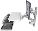 AccessMount™ ErgoVision 65 LCD mount on a 19" wall track with separate arms, a work surface tray and slide-out keyboard tray, and a 20" double-arm