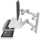 AccessMount™ ErgoVision 65 LCD mount on a 19" wall track with separate arms, a work surface tray and slide-out keyboard tray, and two 20" double-arms