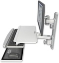 AccessMount™ ErgoVision 65 LCD mount on a 19" wall track with separate arms, a work surface tray and slide-out keyboard tray, and an 6" arm