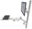AccessMount™ ErgoVision 65 LCD mount on a 36" wall track with separate arms, a 12" flat paralink keyboard tray, and a 20" double-arm