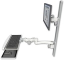 AccessMount™ ErgoVision 65 LCD mount on a 36" wall track with separate arms, a paralink keyboard tray w/ wrist rest bend, and an 11" arm