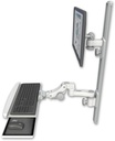 AccessMount™ ErgoVision 65 LCD mount on a 36" wall track with separate arms, a paralink keyboard tray w/ wrist rest bend, and an 6" arm
