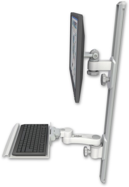 AccessMount™ ErgoVision 65 LCD mount on a 36" wall track with separate arms, a 12" keyboard tray, and an 6" arm