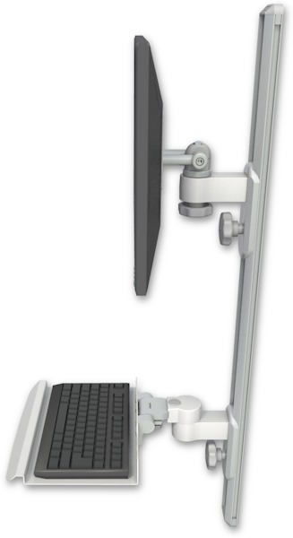 AccessMount™ ErgoVision 65 LCD mount on a 36" wall track with separate arms and a 12" keyboard tray