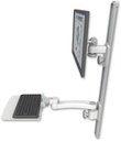 AccessMount™ ErgoVision 65 LCD mount on a 36" wall track with separate arms, a 12" flat keyboard tray, and an 11" arm