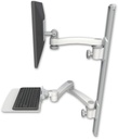 AccessMount™ ErgoVision 65 LCD mount on a 36" wall track with separate arms, a 12" flat keyboard tray, and an 11" arm and 20" double-arm