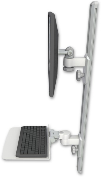 AccessMount™ ErgoVision 65 LCD mount on a 36" wall track with separate arms and a 12" flat keyboard tray