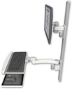 AccessMount™ ErgoVision 65 LCD mount on a 36" wall track with separate arms, a wrist-rest keyboard tray, and an 11" arm