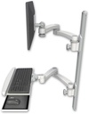 AccessMount™ ErgoVision 65 LCD mount on a 36" wall track with separate arms, a wrist-rest keyboard tray, and two 20" double-arms