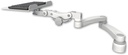 AccessMount™ 12" flat paralink keyboard tray desk mount, a 1" riser, and a 20" double-arm