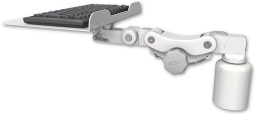 AccessMount™ 12" flat paralink keyboard tray desk mount and a 3" riser