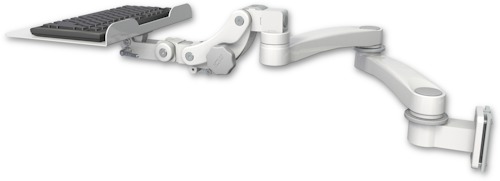 AccessMount™ 12" flat paralink keyboard tray 3.5" wall mount and a 20" double-arm