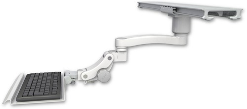 AccessMount™ 12" paralink keyboard tray mount on a ProSlide 28" track slider, a 1" riser, and an 11" arm