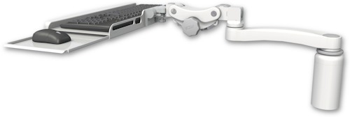 AccessMount™ Paralink keyboard tray w/ wrist rest bend desk mount, a 5" riser, and an 11" arm