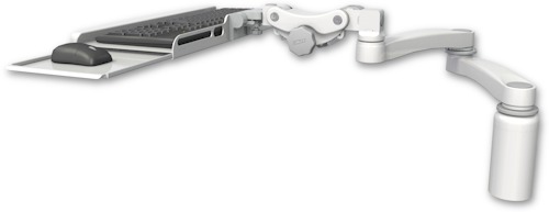 AccessMount™ Paralink keyboard tray w/ wrist rest bend desk mount, a 5" riser, and a 20" double-arm