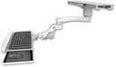 AccessMount™ Paralink keyboard tray w/ wrist rest bend mount on a ProSlide 28" track slider, a 1" riser, and an 11" arm