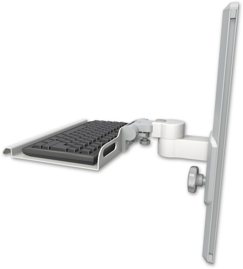 AccessMount™ 12" keyboard tray mount on a 19" wall track slider