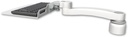 AccessMount™ 12" flat keyboard tray desk mount, a 1" riser, and an 11" arm