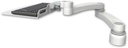 AccessMount™ 12" flat keyboard tray desk mount, a 1" riser, and a 20" double-arm