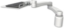 AccessMount™ 12" flat keyboard tray desk mount, a 3" riser, and a 20" double-arm