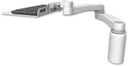 AccessMount™ 12" flat keyboard tray desk mount, a 5" riser, and a 20" double-arm